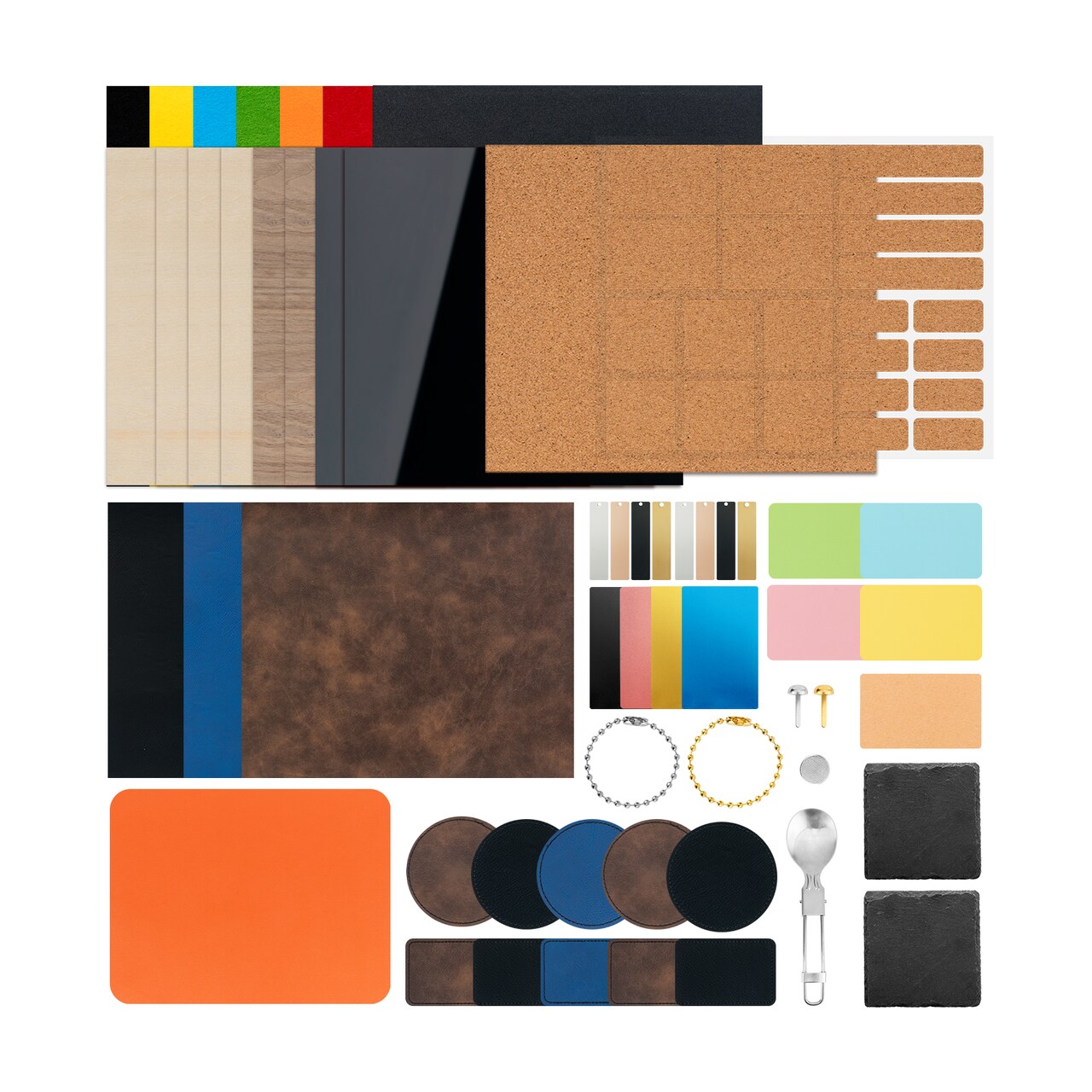 xTool Explore Kit, 8 Kinds of Engraving Materials, Upgraded Materials and Tools Bundle for Beginners and Pros, Compatible with xTool S1/M1/F1 and Other Engraving Machines